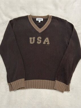 Esprit Vintage USA V Neck Sweater SZ Large